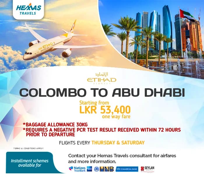 Colombo to Abu dhabi without contacts